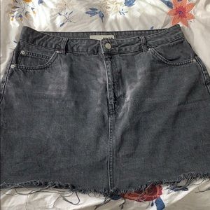 Black High Waist Denim Skirt
